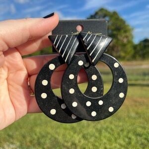 Chic Black and White Polka Dot Earrings